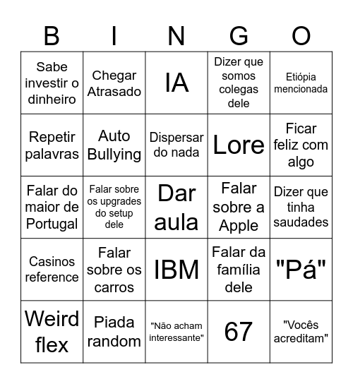 Bingo OG Bingo Card