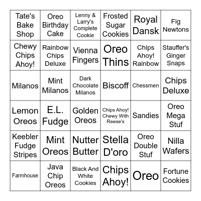 Cookie Bingo Card