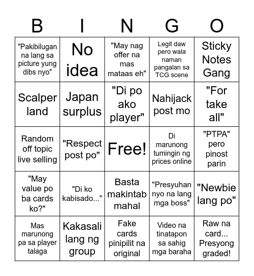 PH TCG Group Bingo Card