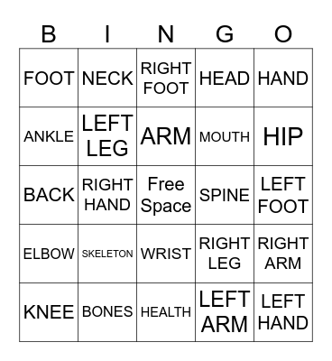 Skeleton Bingo Card