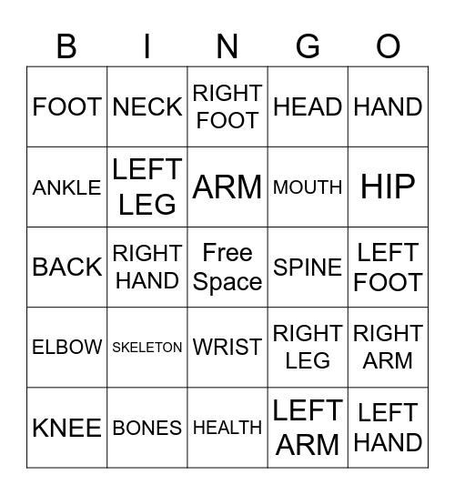 Skeleton Bingo Card