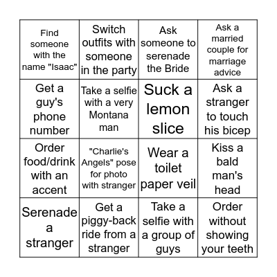 Jamie's Bachelorette Bingo Card