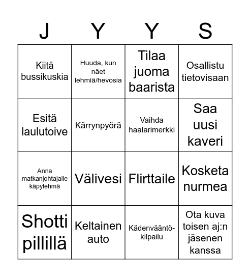 Jyysmetro 2026 Bingo Card