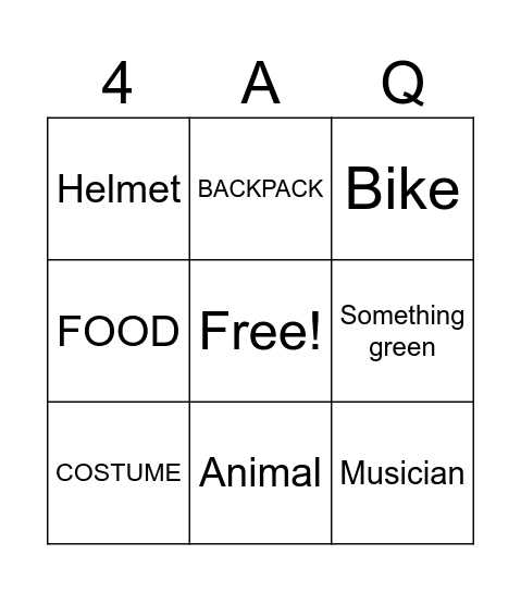 Subway Bingo Card