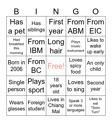 Who are you! Bingo Card
