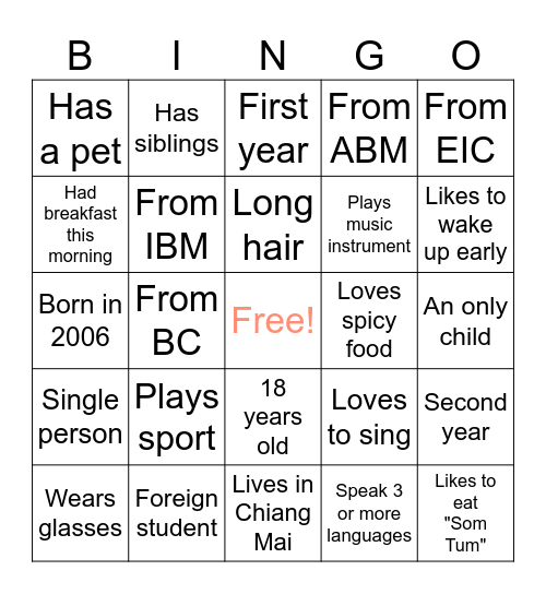 Who are you! Bingo Card