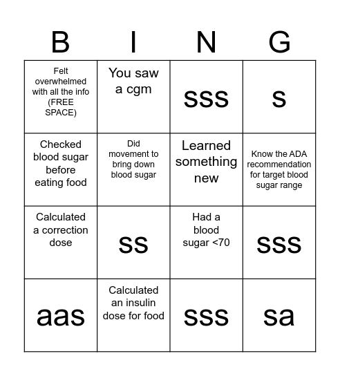 cognates Bingo Card