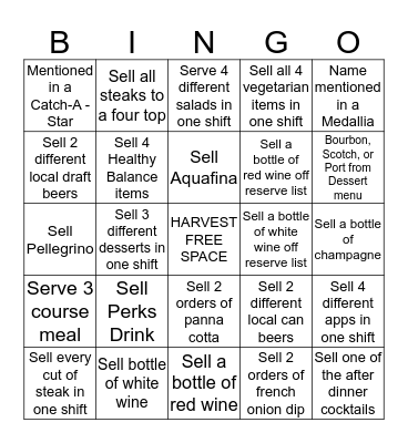 Harvest PM Bingo Card