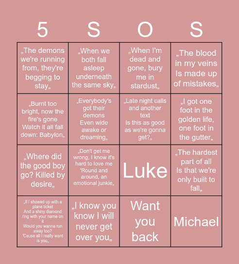 Music BINGO Card