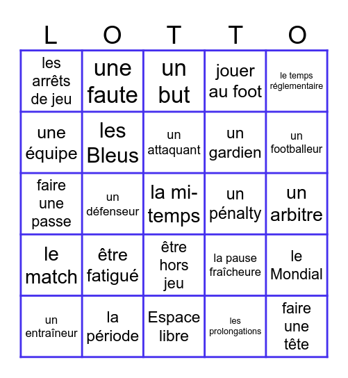 Le foot Bingo Card