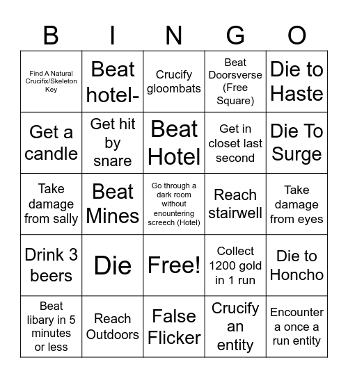 Doors Bingo Card