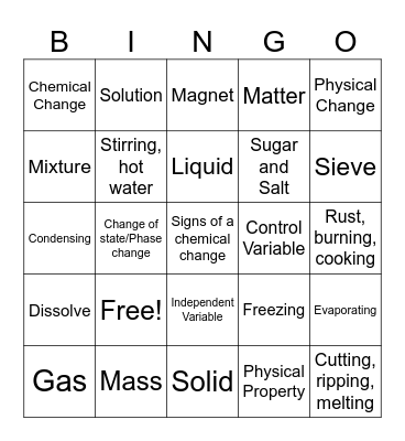 Matter Bingo Card