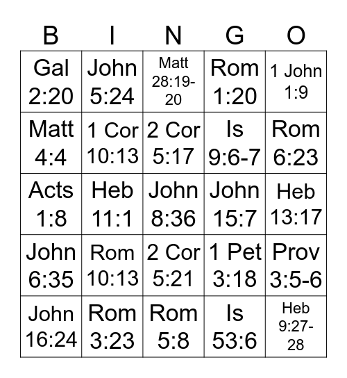 Scripture Bingo Card