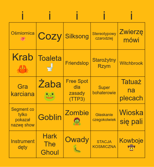i i i co? Bingo Card