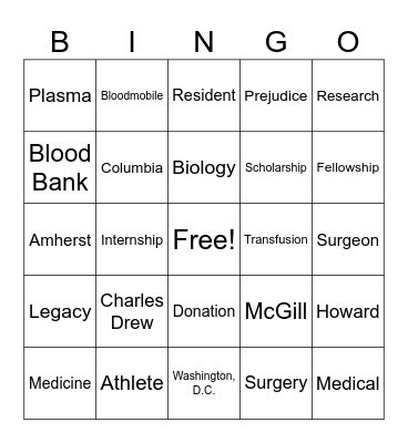Blood donation Bingo Card