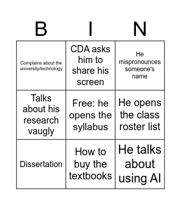 Research Methods Bingo Card