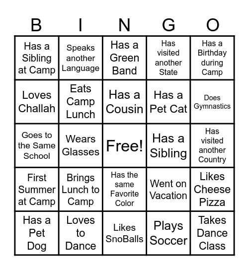 Mishpacha Bingo Card
