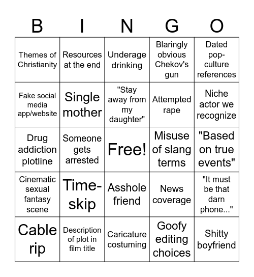 lifetime original movies bingo Card
