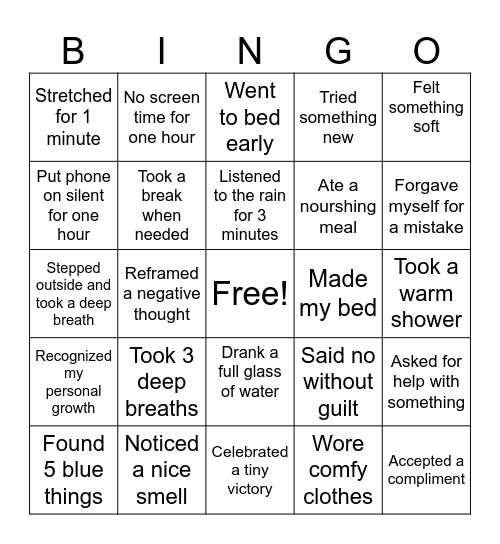 BINGO ON THE GO Bingo Card