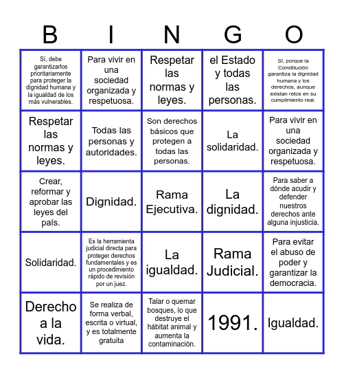 EXAMEN 11⁰ Bingo Card