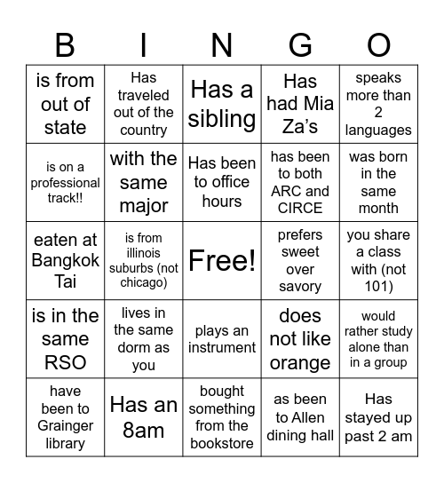 LAS 101 73 community bingo Card