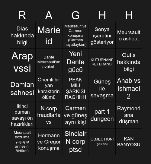 CANTO 10 Bingo Card