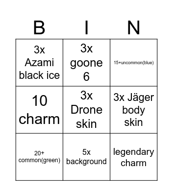 R6 Bingo Card