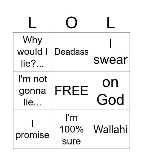 Are They Telling The Truth? Bingo Card