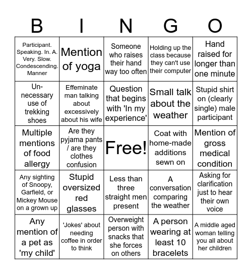 Conference bingo Card