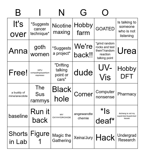 Tartarcuck's wild ride Bingo Card