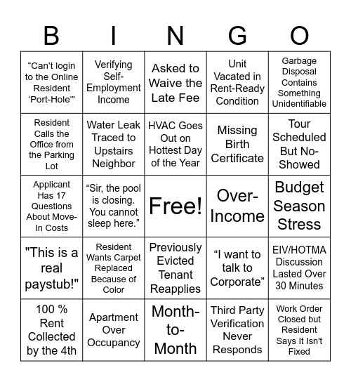PMC Bingo Card
