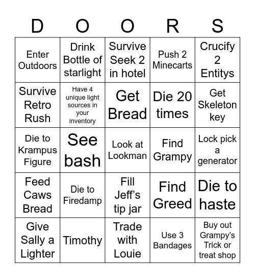 Doors Bingo Card