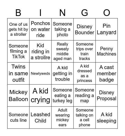 Disneyland I Spy Bingo Card