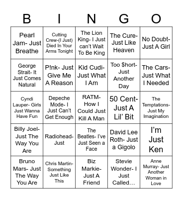 Radio Bingo A "Just" Cause Bingo Card