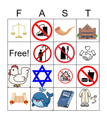 Yom Kippur Bingo Card