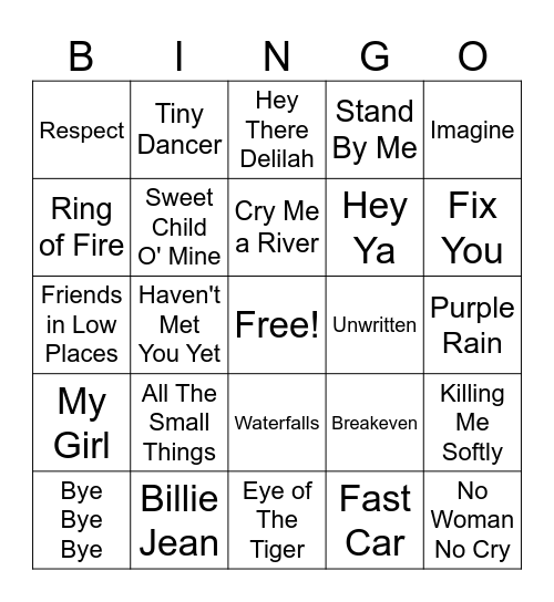 All Decades Bingo Card