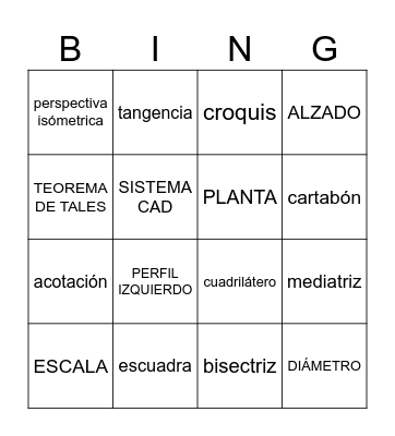 BINGO DIBUJO TÉCNICO Bingo Card