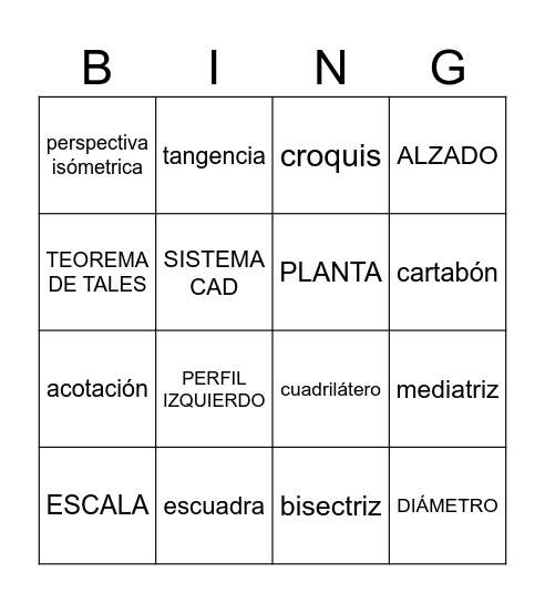BINGO DIBUJO TÉCNICO Bingo Card