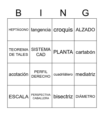 BINGO DIBUJO TÉCNICO Bingo Card