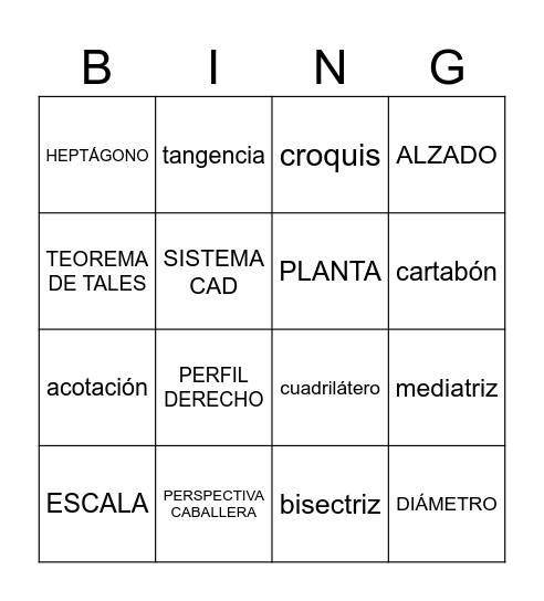 BINGO DIBUJO TÉCNICO Bingo Card
