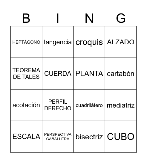 BINGO DIBUJO TÉCNICO Bingo Card