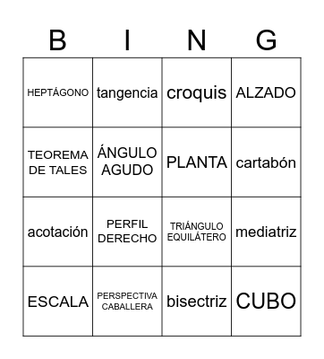 BINGO DIBUJO TÉCNICO Bingo Card