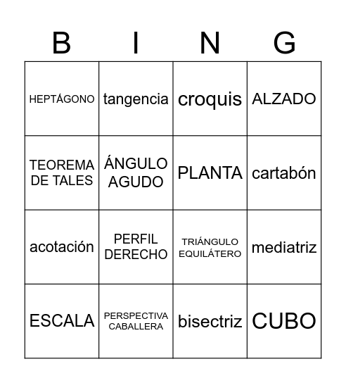 BINGO DIBUJO TÉCNICO Bingo Card