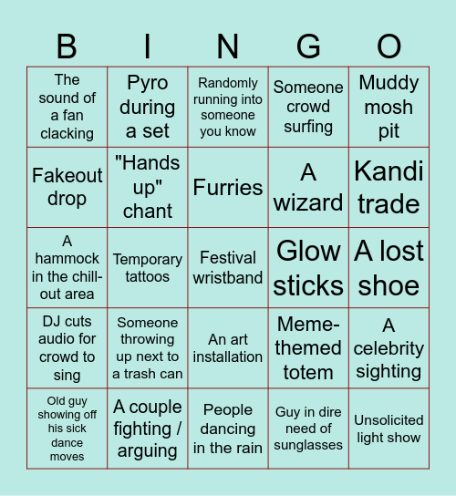 FESTIVAL BINGO Card