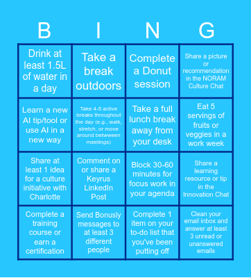 Keyrus NORAM Bingo Card
