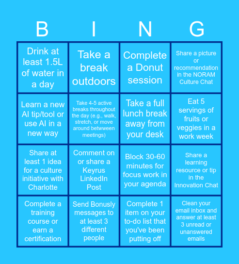 Keyrus NORAM Bingo Card
