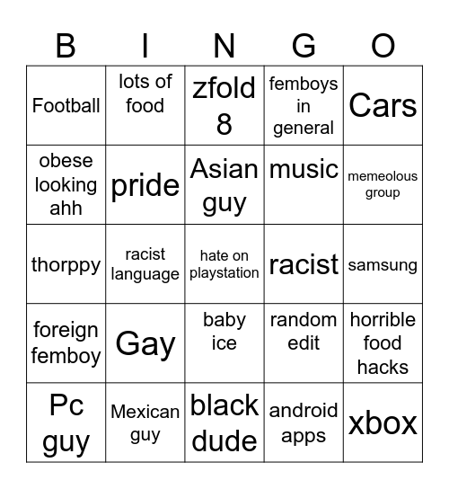 Insta with will Bingo Card