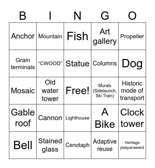 Storied Storeys Bingo Card
