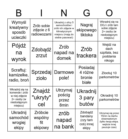 bingo crime Bingo Card