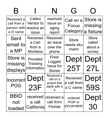FST Bingo Card